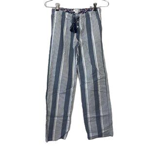 Y2K Aero Pinstripe Blue White Pajama Pants Cotton Low Rise With Drawstring And B